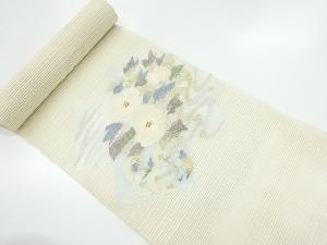 アンティーク　絽草花模様織出し名古屋帯地反物